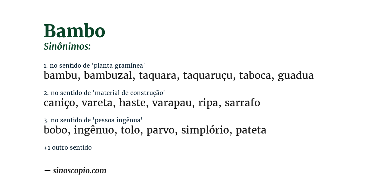 Sinônimo de bambo