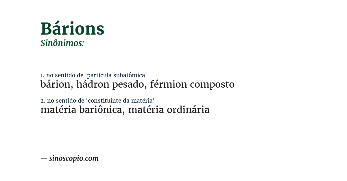 Sinônimo de bárions