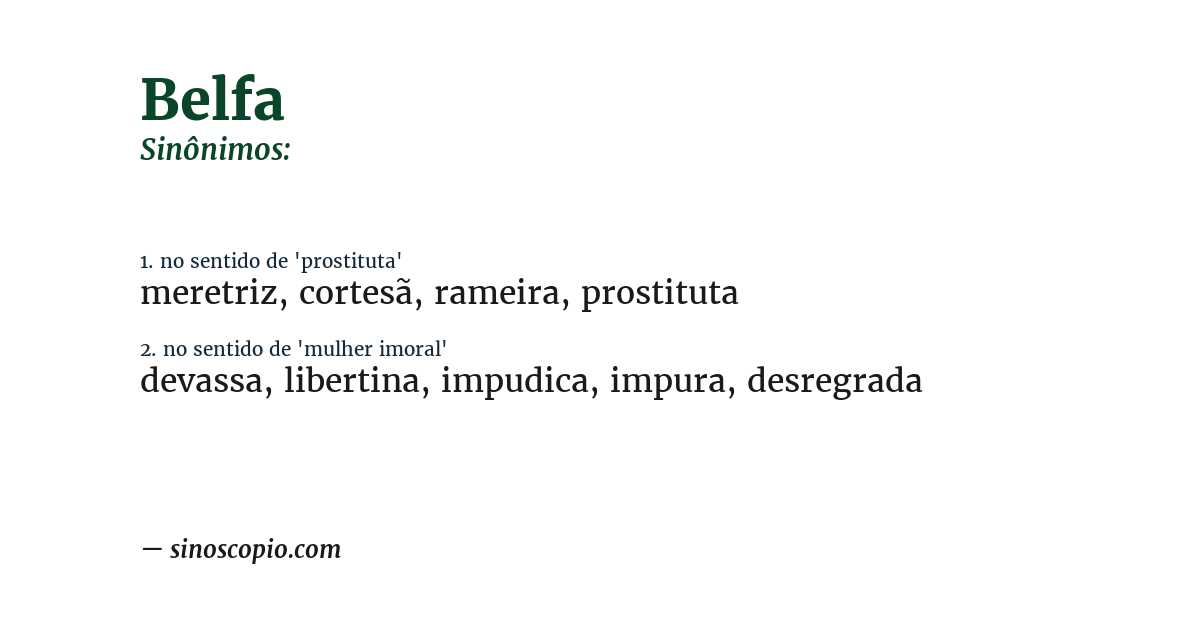 Sinônimo de belfa