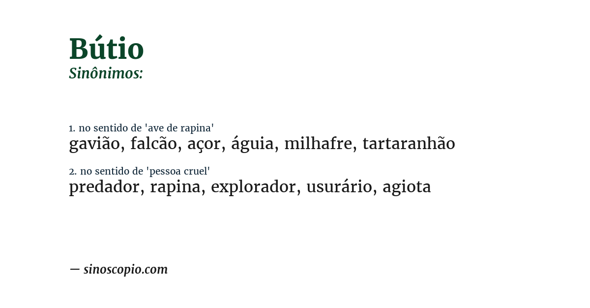 Sinônimo de bútio