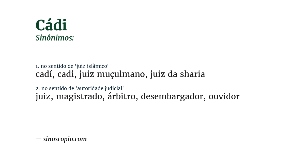 Sinônimo de cádi