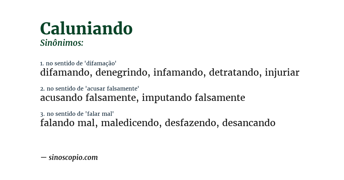 Sinônimo de caluniando