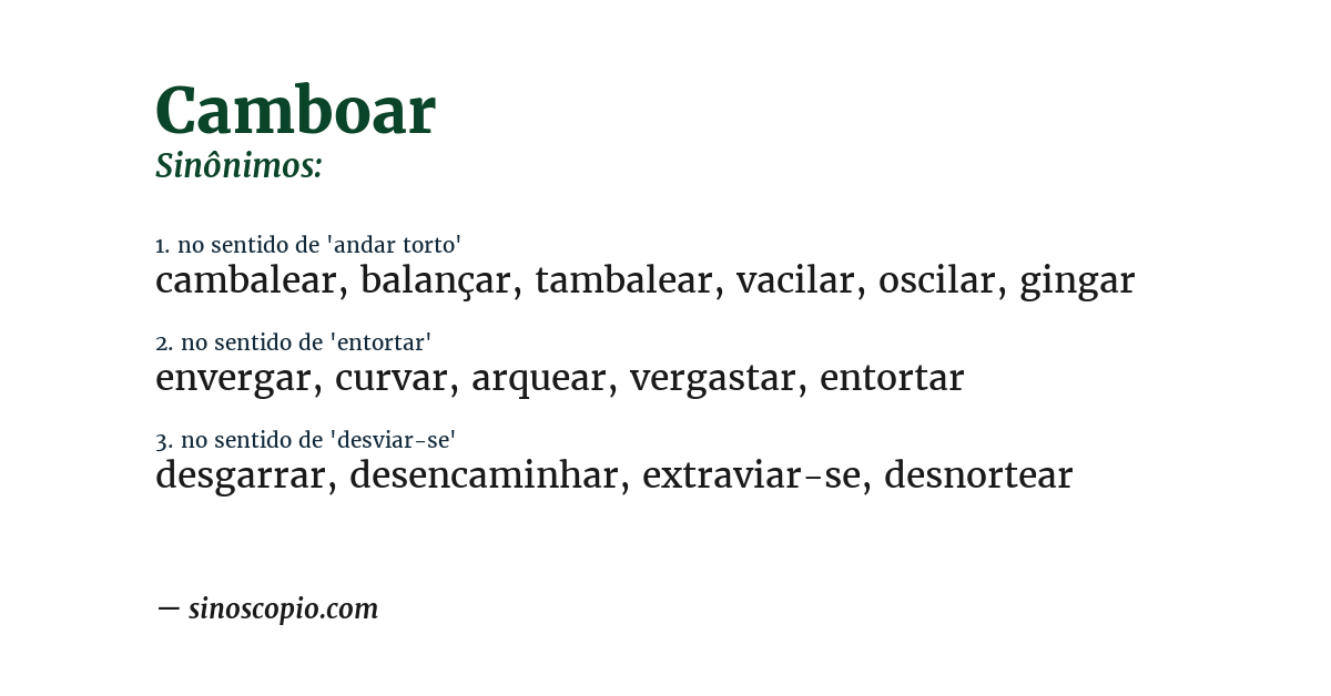 Sinônimo de camboar