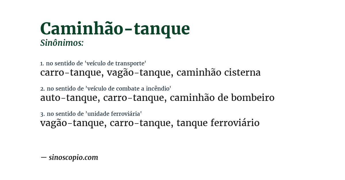 Sinônimo de caminhão-tanque