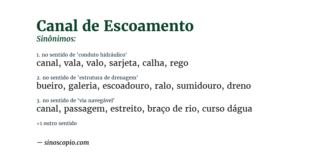 Sinônimo de canal de escoamento