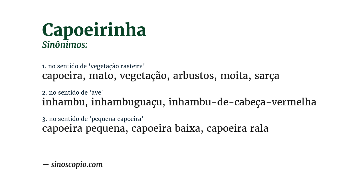 Sinônimo de capoeirinha