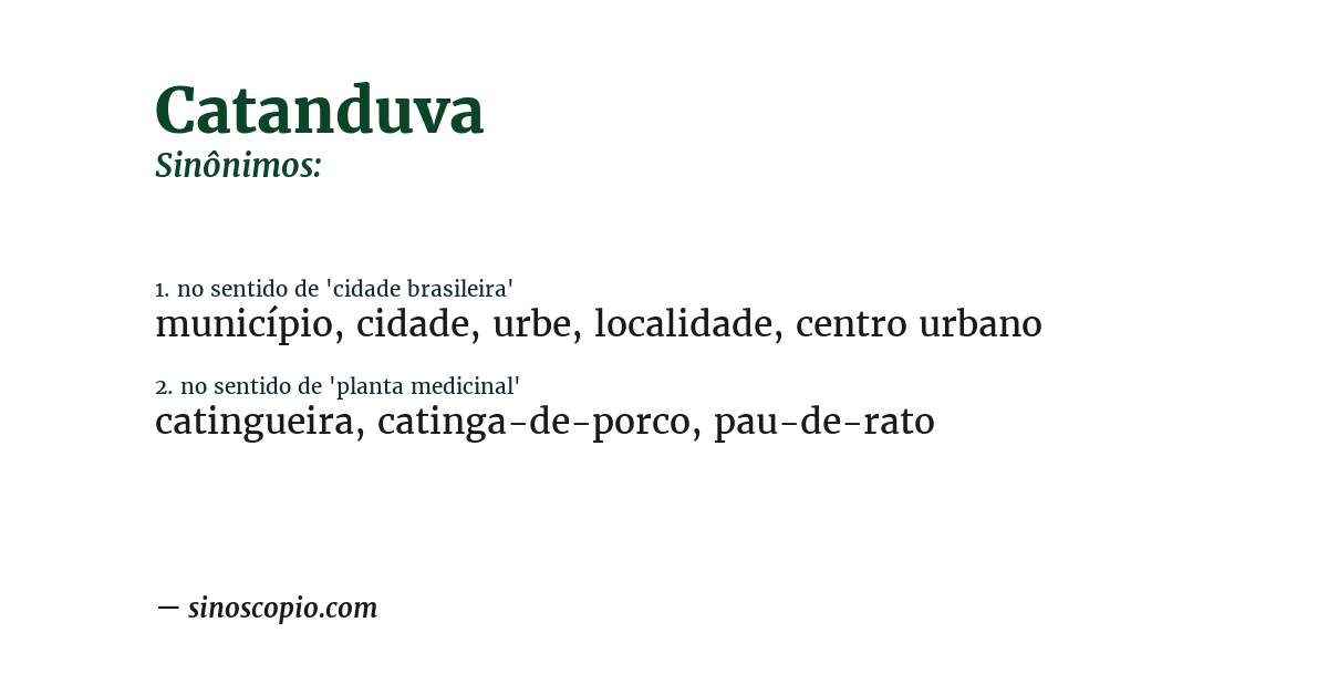 Sinônimo de catanduva