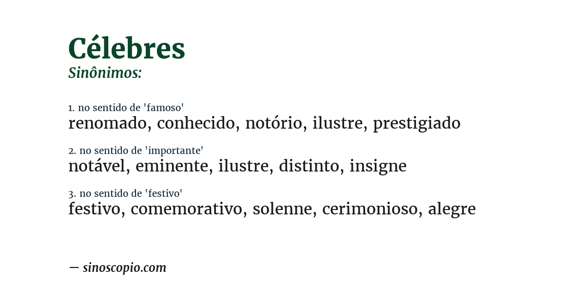 Sinônimo de célebres