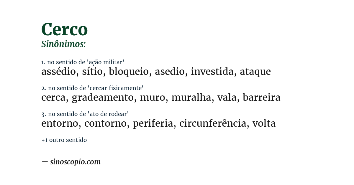 Sinônimo de cerco