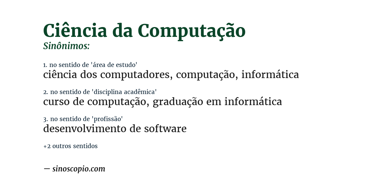 Sinônimo de ciência da computação