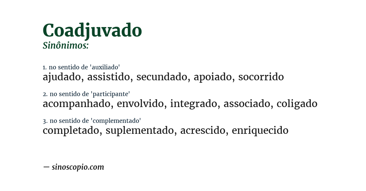 Sinônimo de coadjuvado
