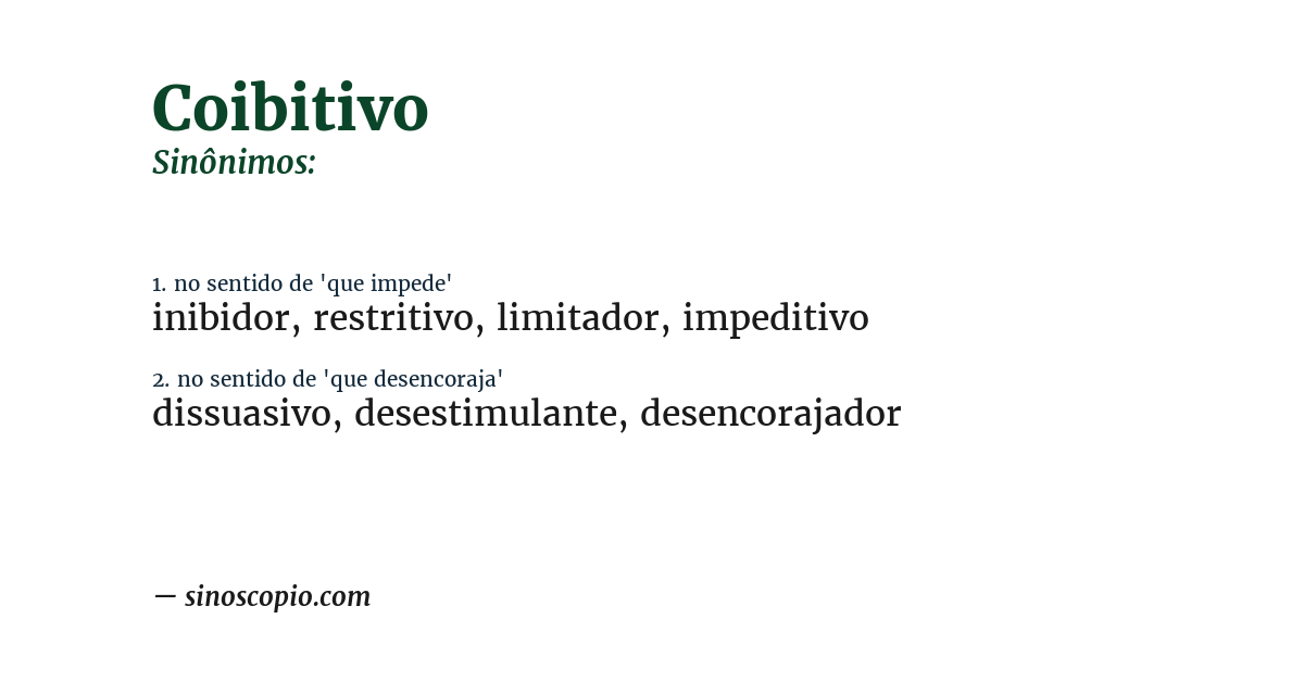 Sinônimo de coibitivo