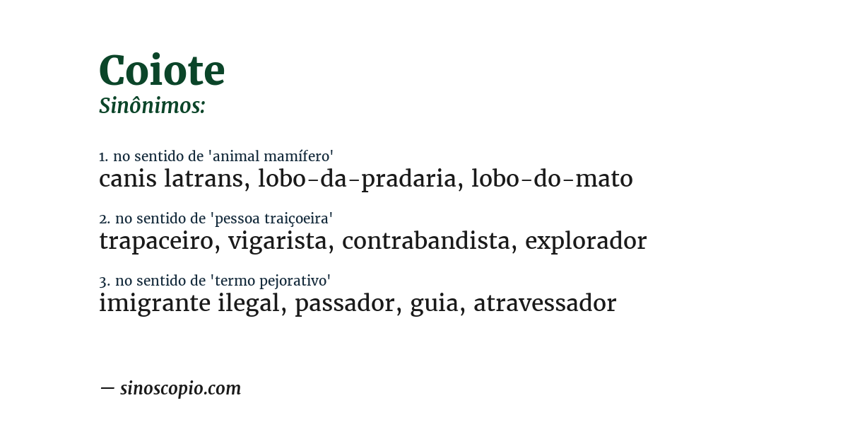 Sinônimo de coiote