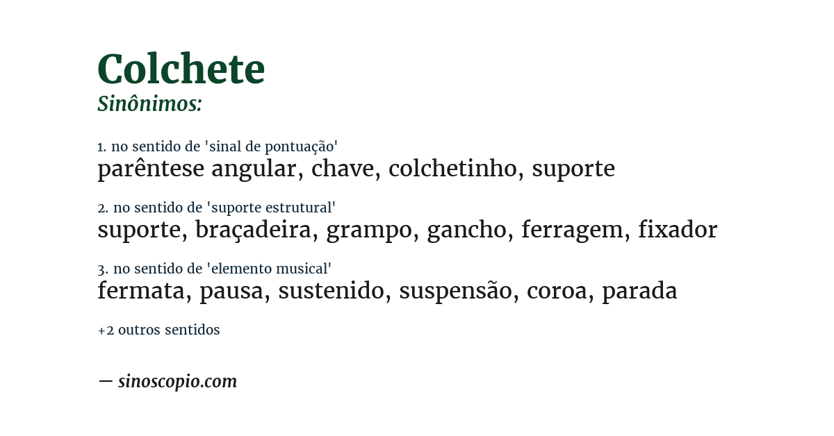 Sinônimo de colchete
