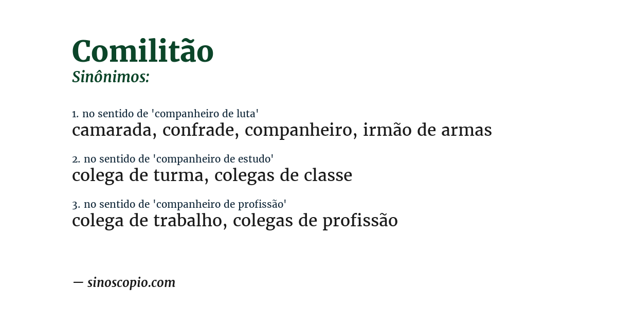 Sinônimo de comilitão