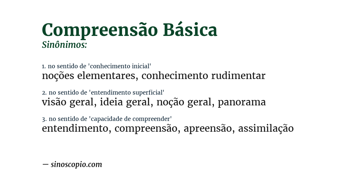 Sinônimo de compreensão básica
