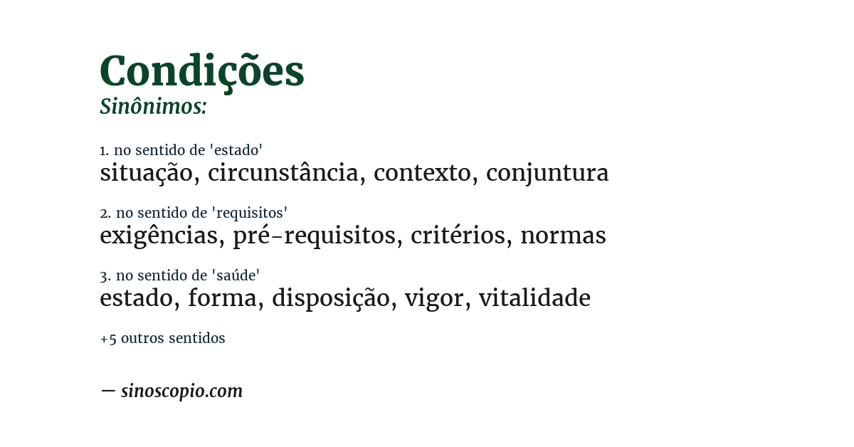 Sinônimo de condições