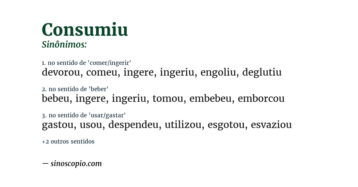 Sinônimo de consumiu