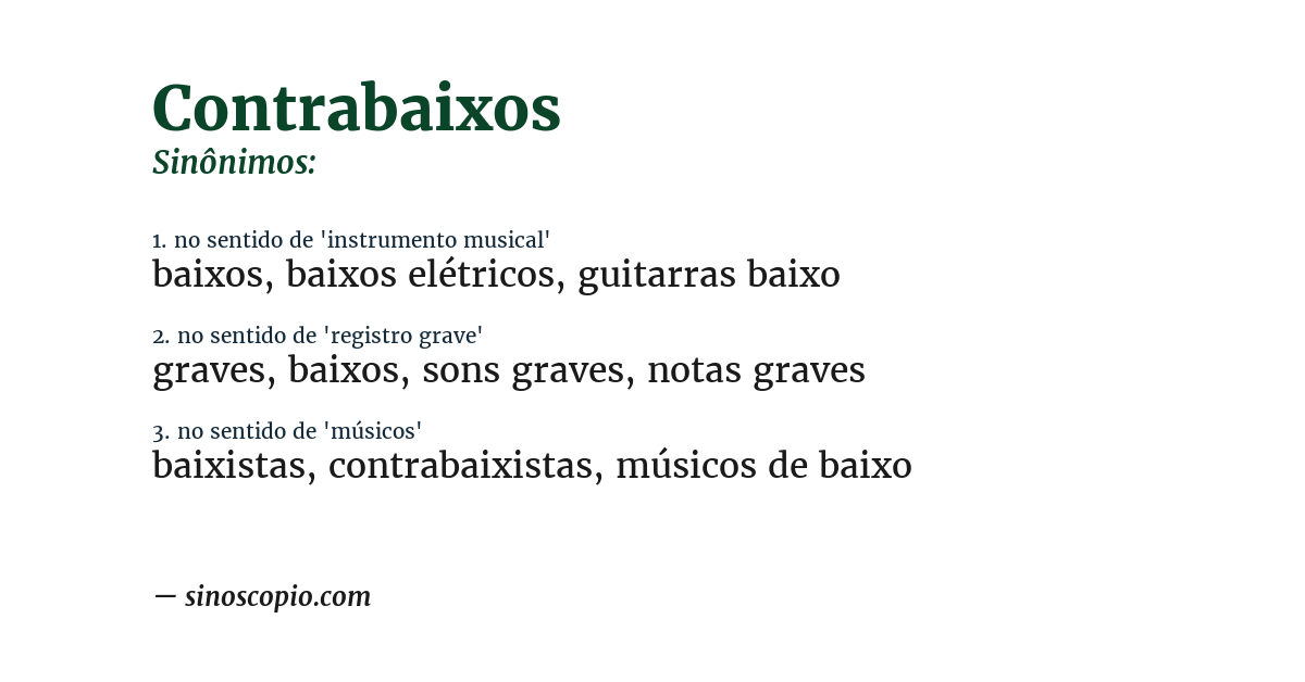 Sinônimo de contrabaixos