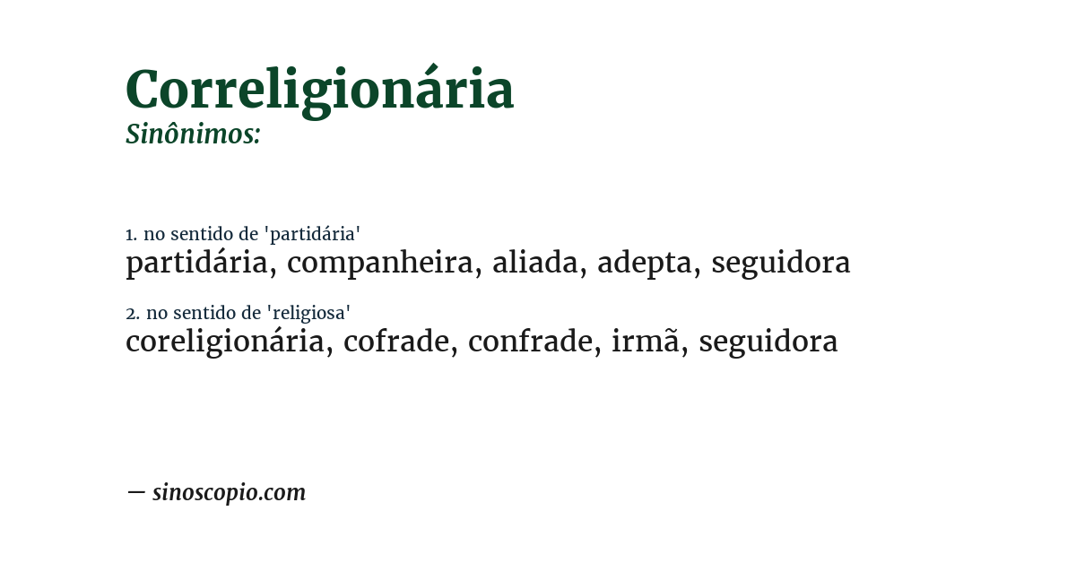 Sinônimo de correligionária