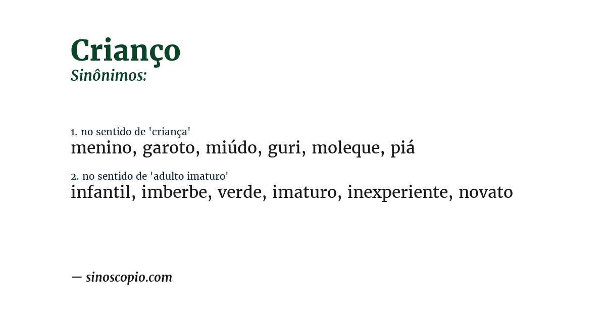 Sinônimo de crianço