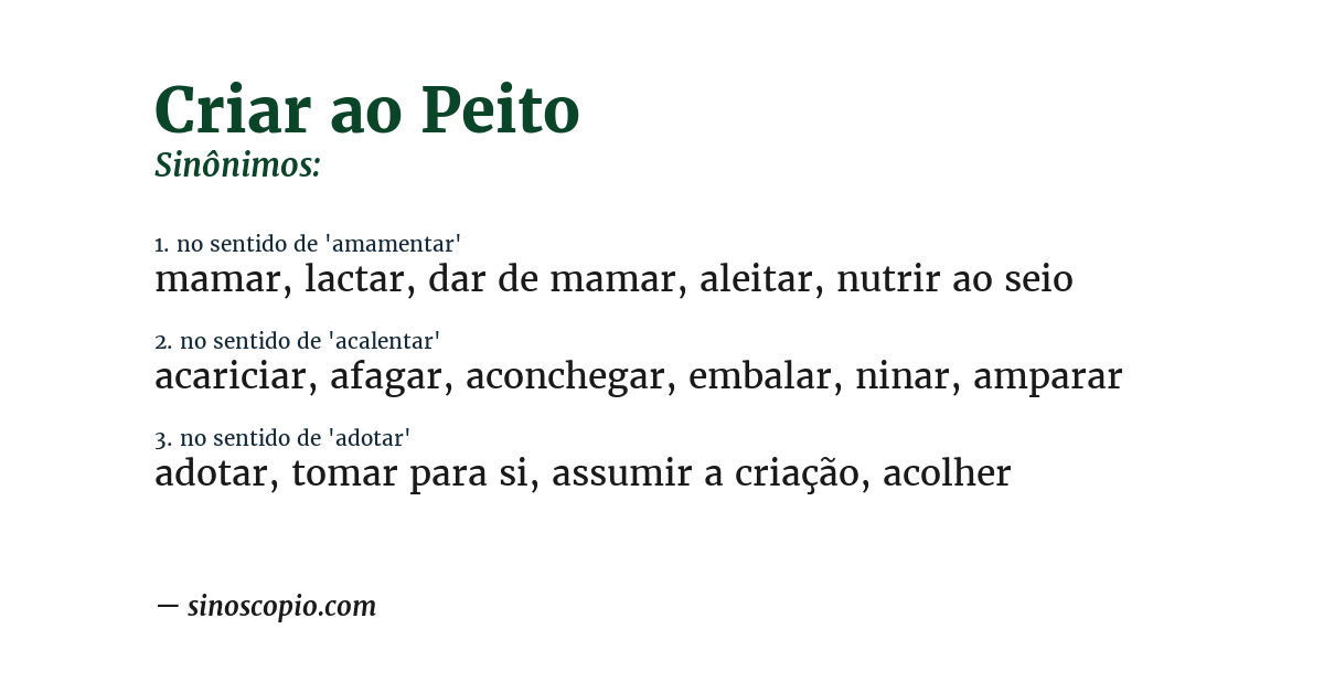 Sinônimo de criar ao peito