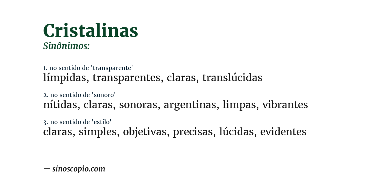 Sinônimo de cristalinas