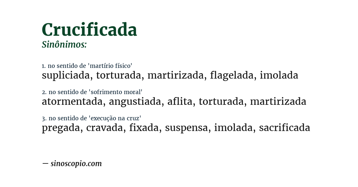 Sinônimo de crucificada