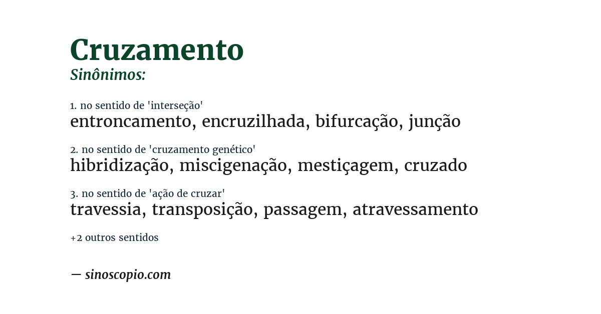 Sinônimo de cruzamento