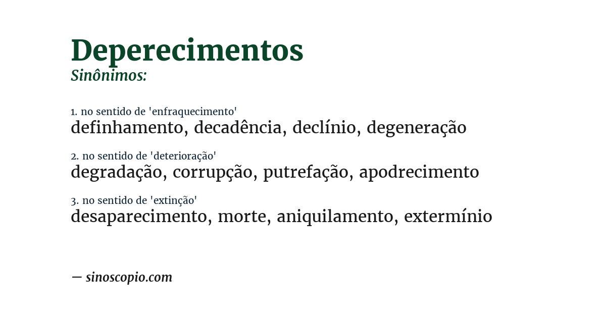 Sinônimo de deperecimentos