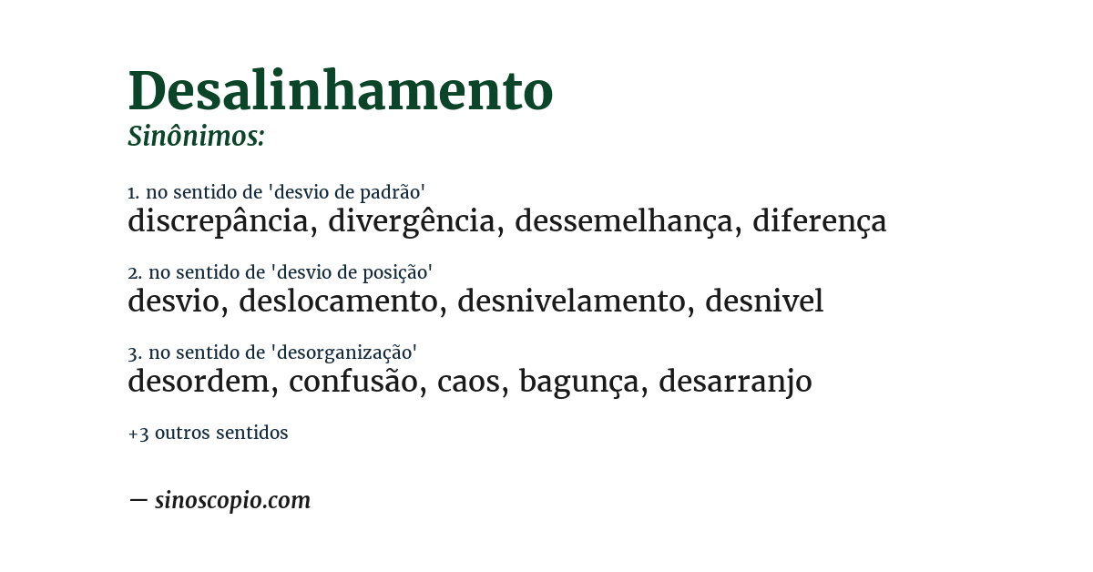 Sinônimo de desalinhamento