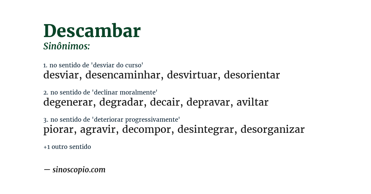 Sinônimo de descambar