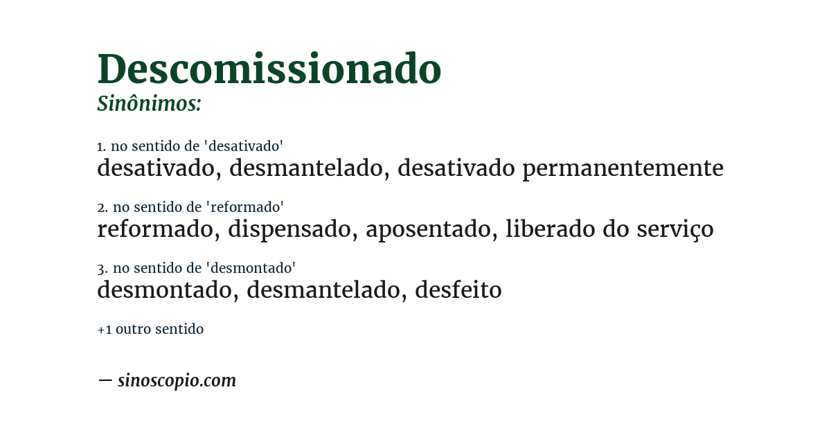 Sinônimo de descomissionado