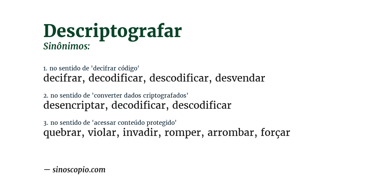 Sinônimo de descriptografar