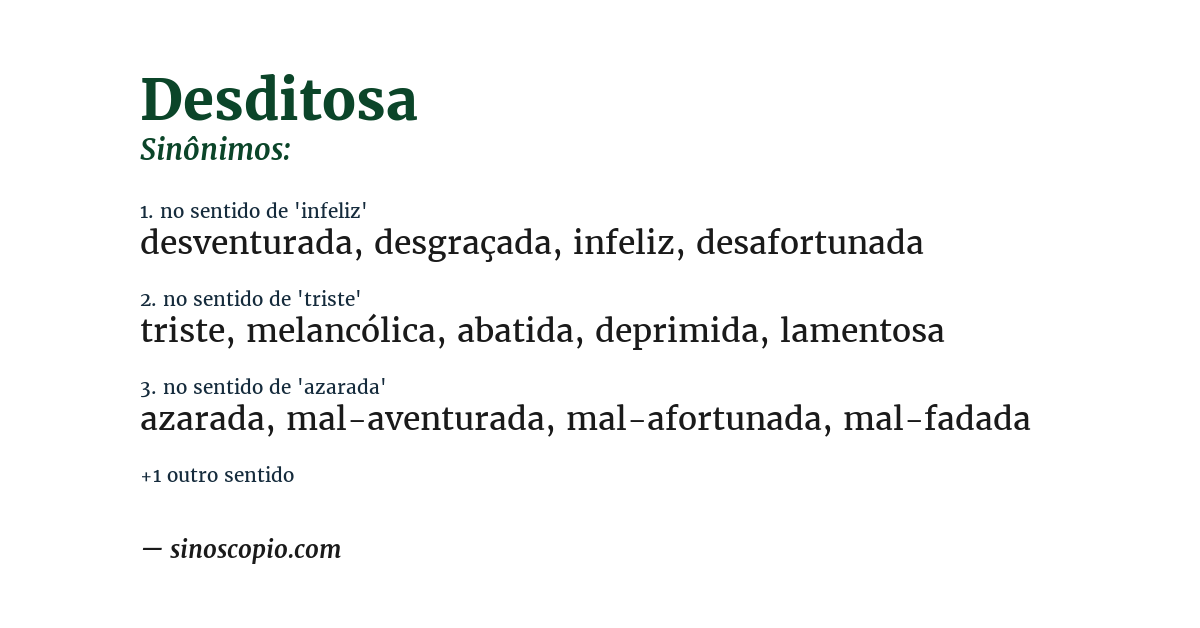 Sinônimo de desditosa