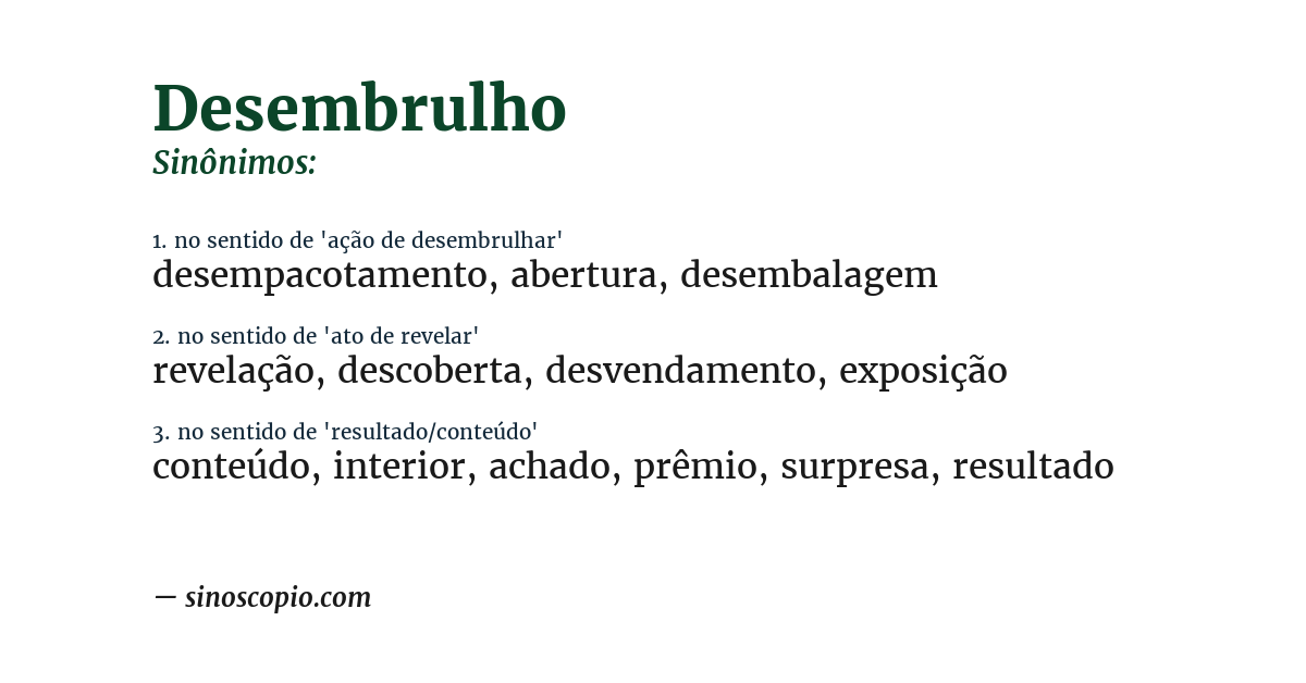 Sinônimo de desembrulho