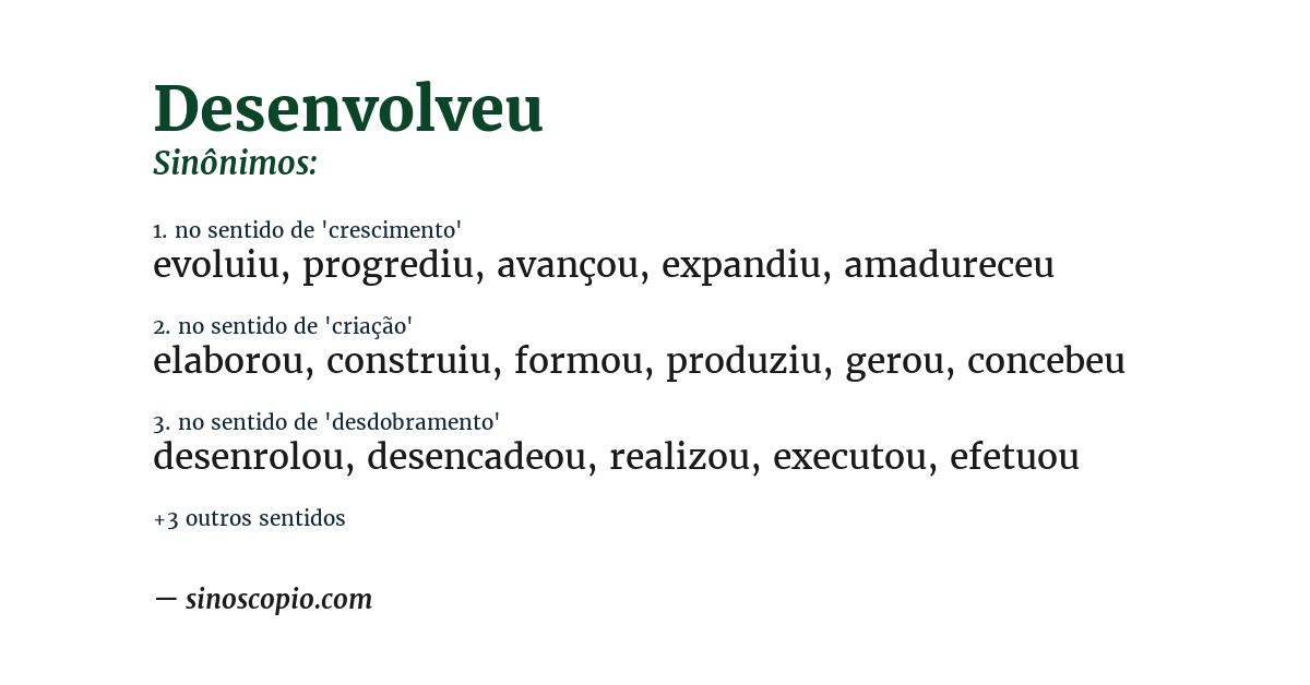 Sinônimo de desenvolveu