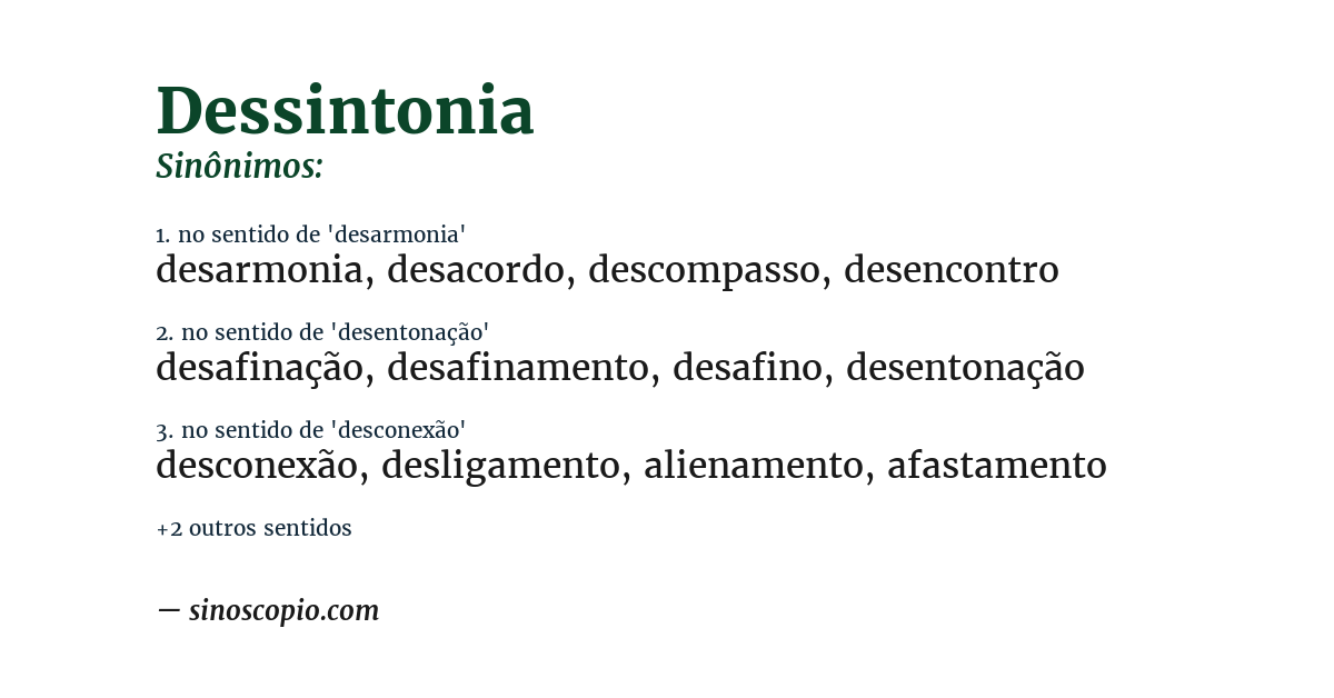 Sinônimo de dessintonia