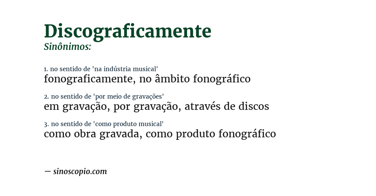 Sinônimo de discograficamente