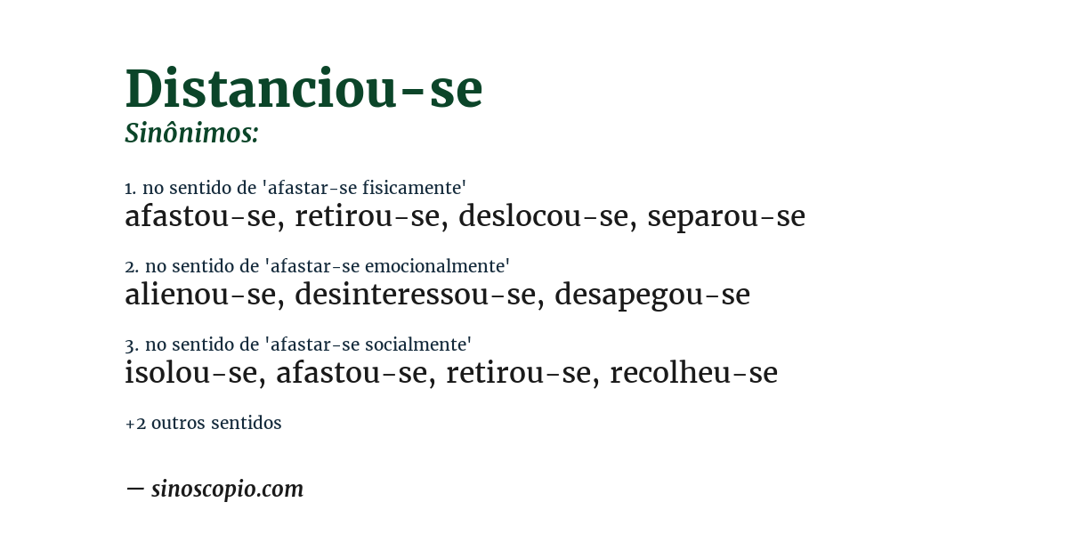 Sinônimo de distanciou-se
