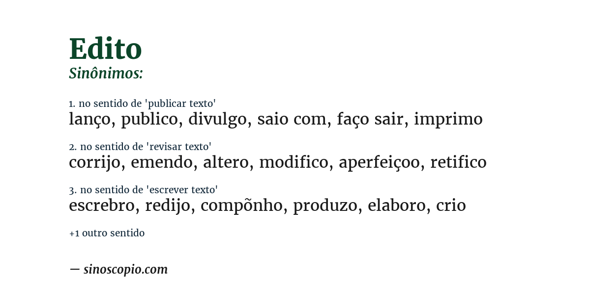 Sinônimo de edito