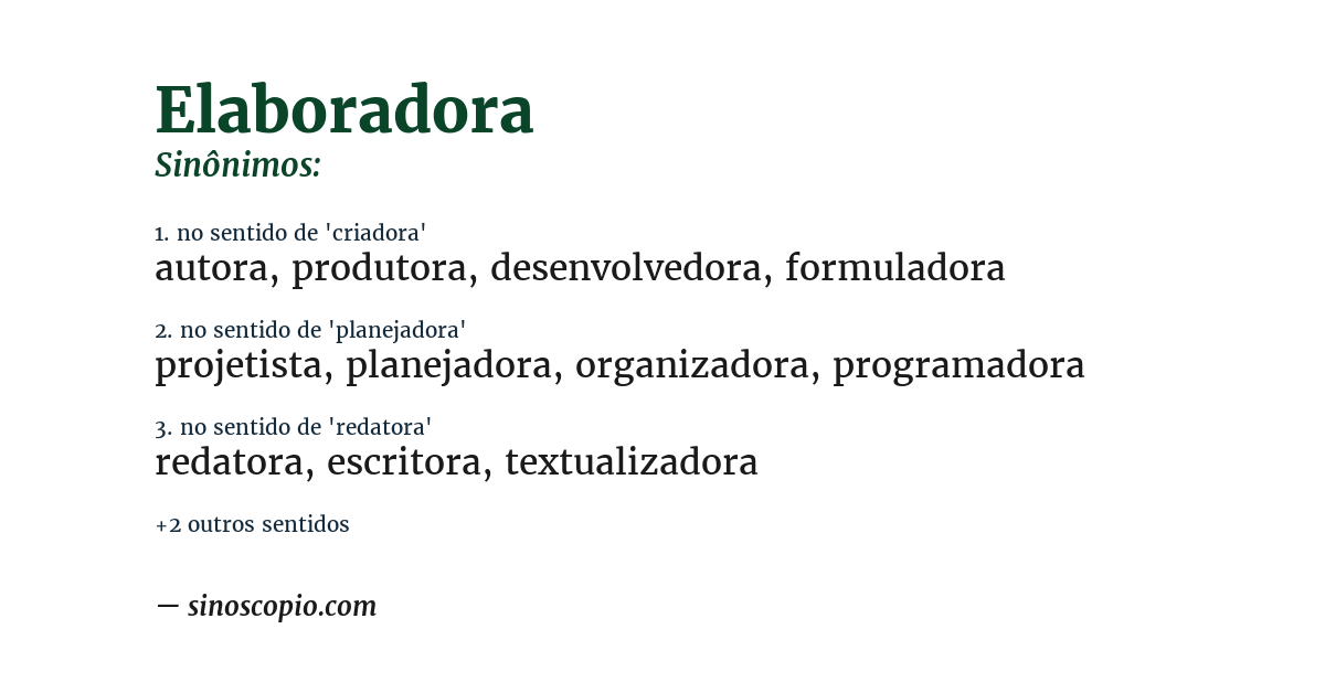 Sinônimo de elaboradora