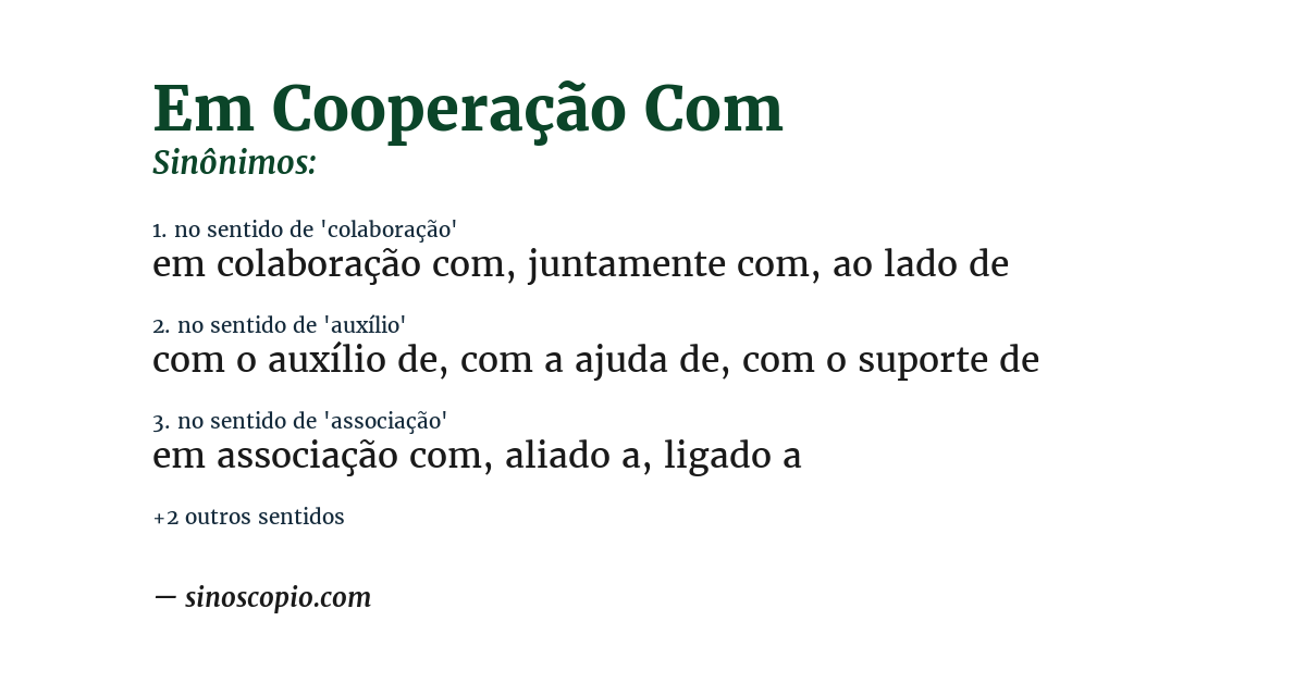 Sinônimo de em cooperação com