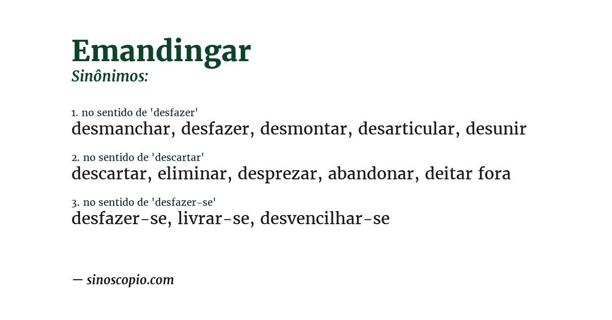 Sinônimo de emandingar