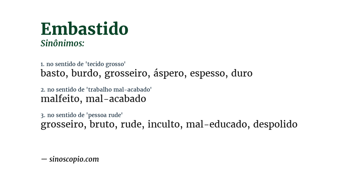 Sinônimo de embastido