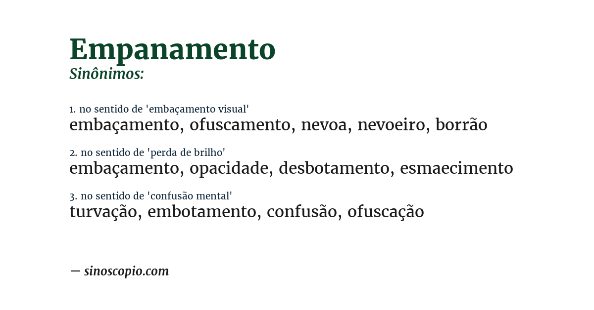 Sinônimo de empanamento