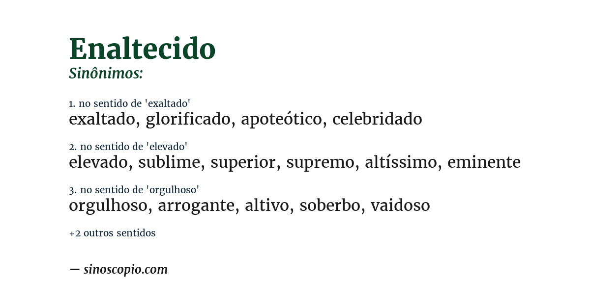 Sinônimo de enaltecido