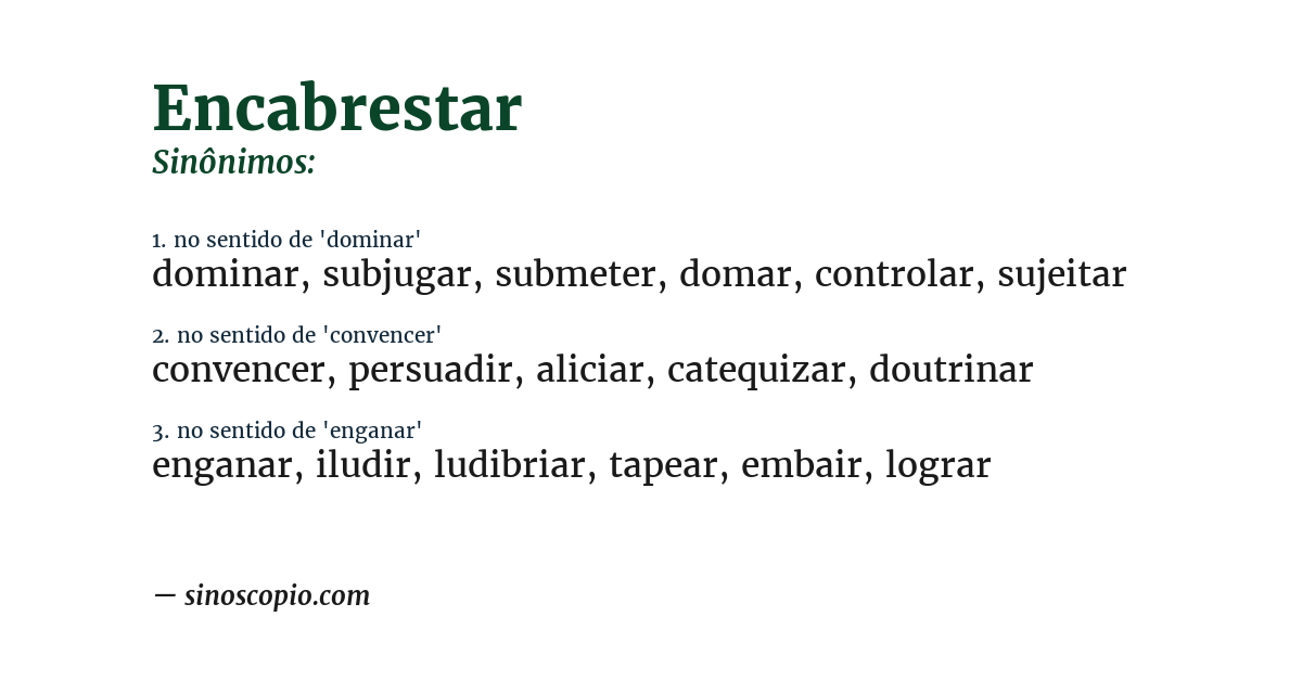 Sinônimo de encabrestar