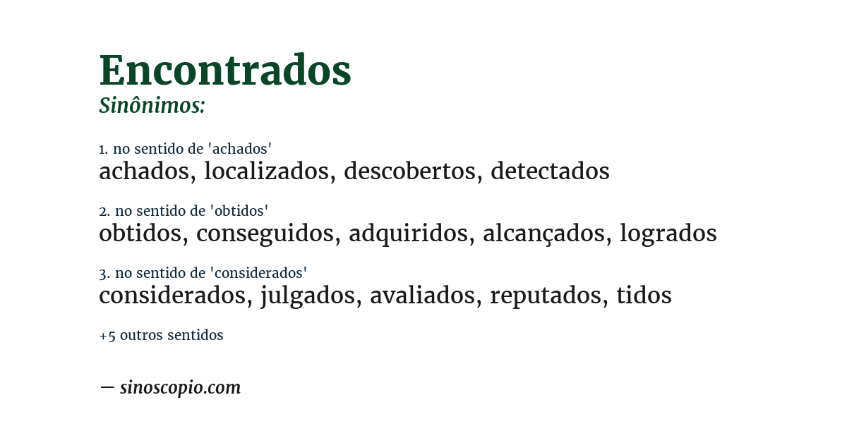 Sinônimo de encontrados
