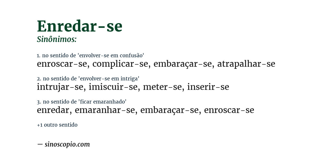 Sinônimo de enredar-se